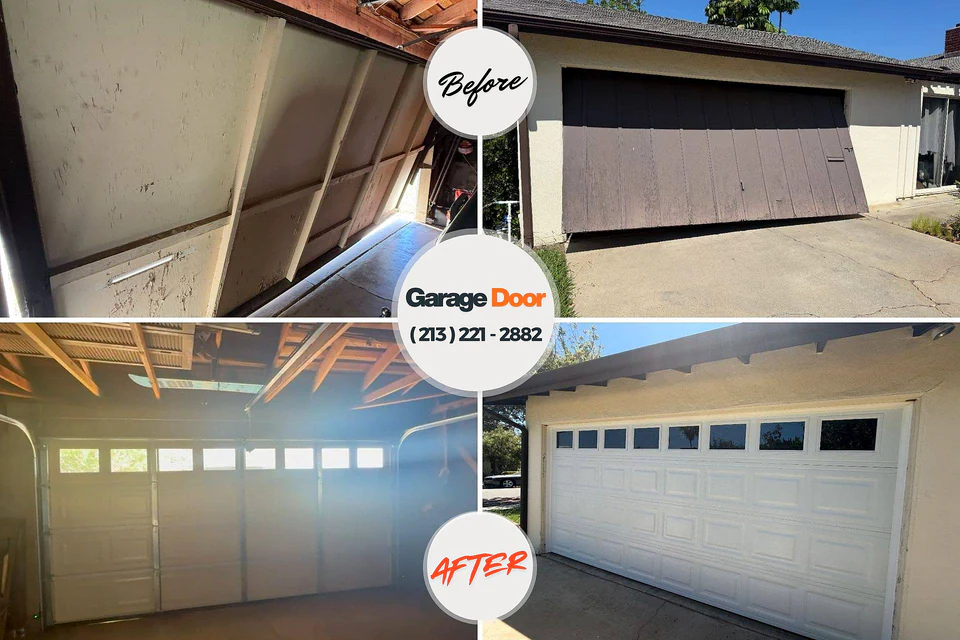 Before and after: garage door repair White City, UT